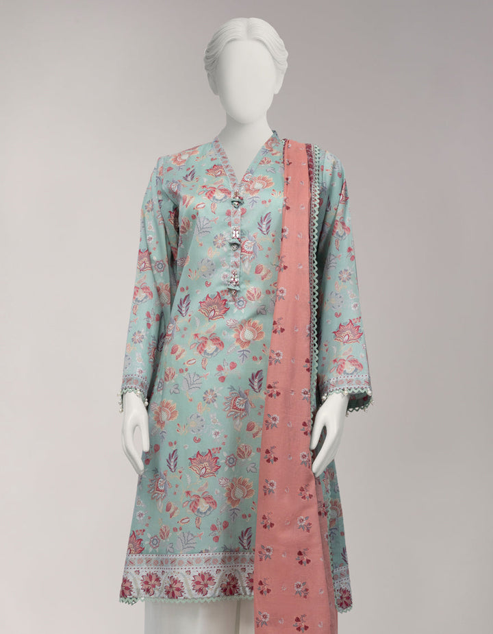 Lawn Multicolor Unstitched Suit - J. Junaid Jamshed