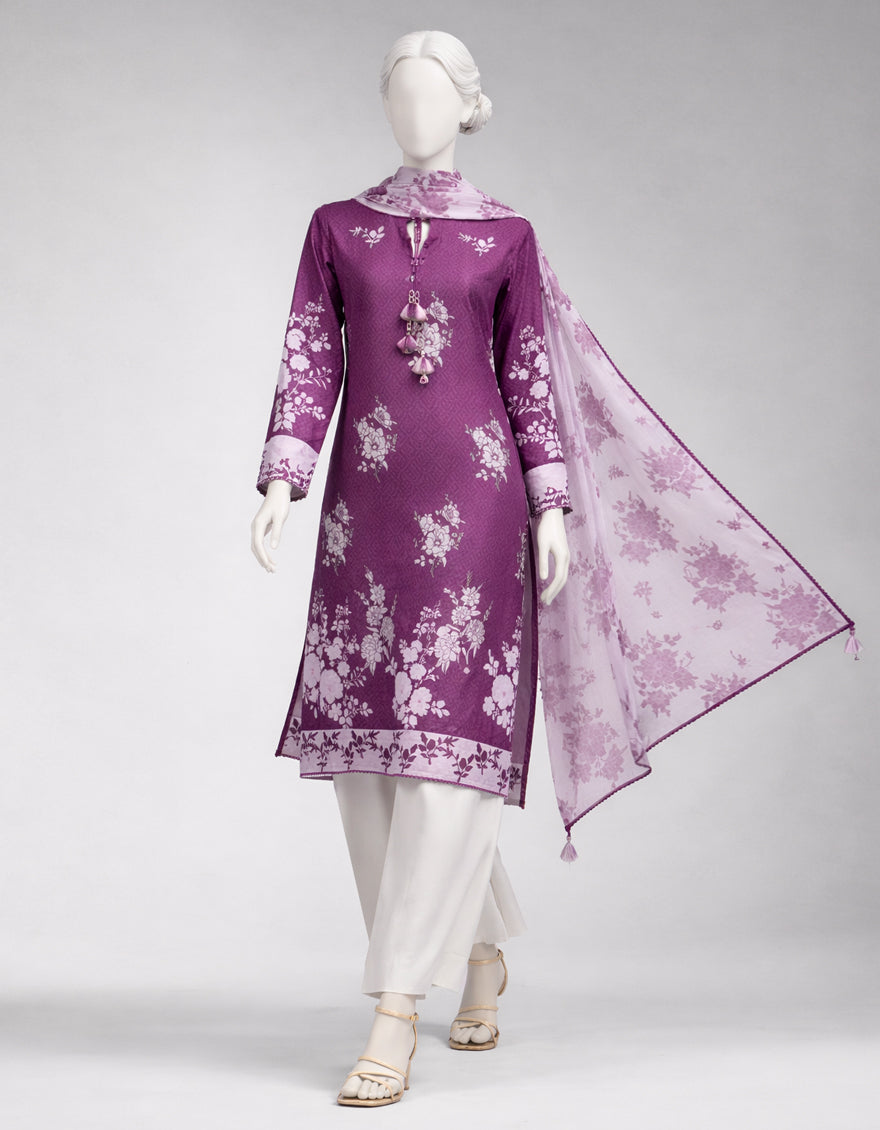 Lawn Multicolor Unstitched Suit - J. Junaid Jamshed