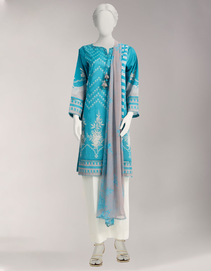 Lawn Multicolor Unstitched Suit - J. Junaid Jamshed