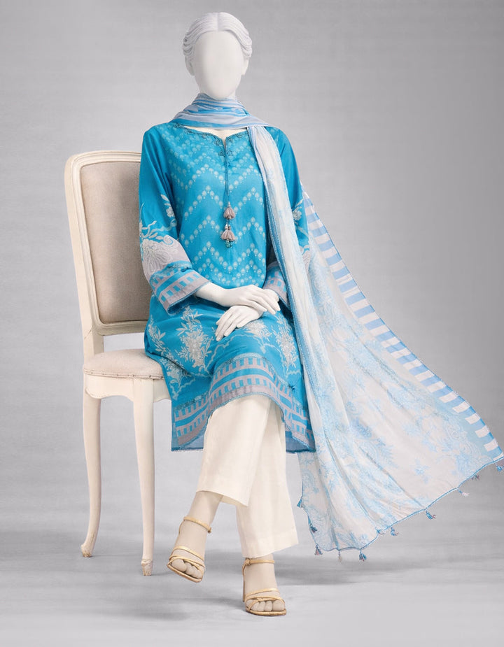 Lawn Multicolor Unstitched Suit - J. Junaid Jamshed