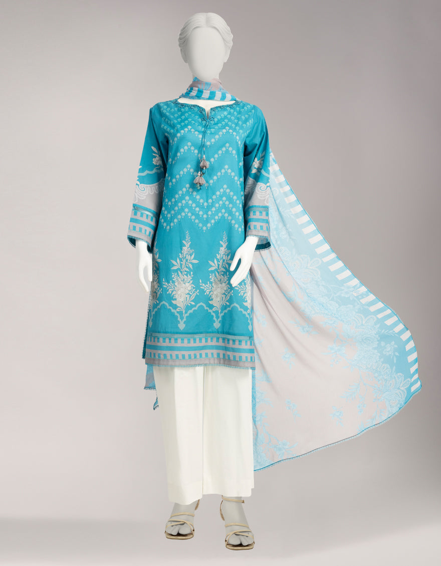 Lawn Multicolor Unstitched Suit - J. Junaid Jamshed