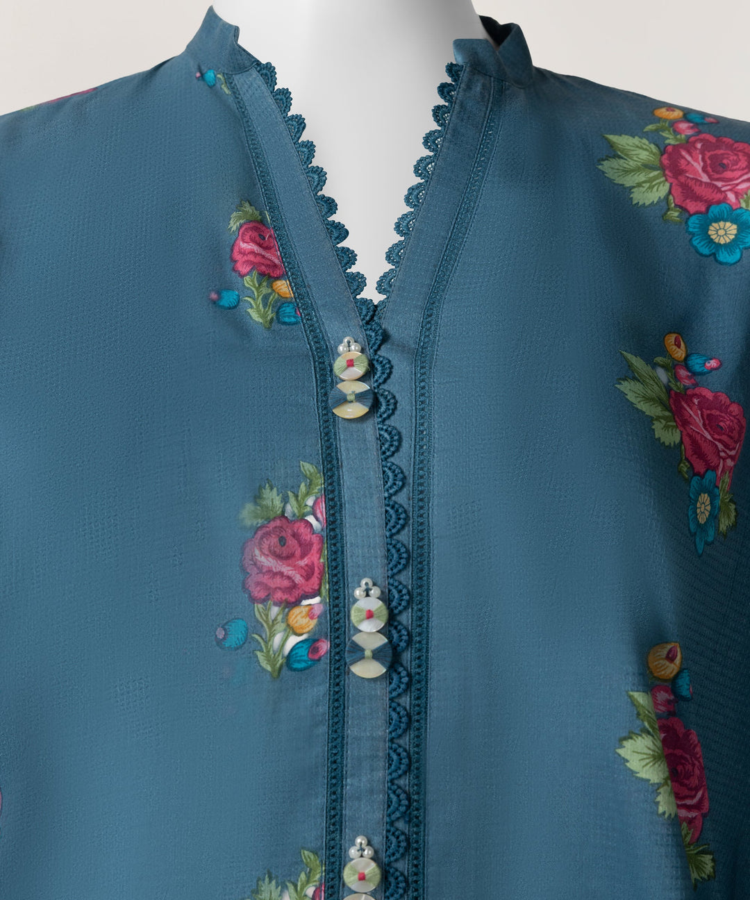 Dobby Blue Stitched Suit - J. Junaid Jamshed