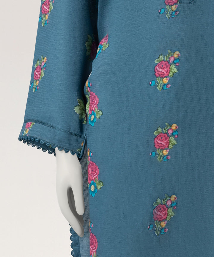 Dobby Blue Stitched Suit - J. Junaid Jamshed