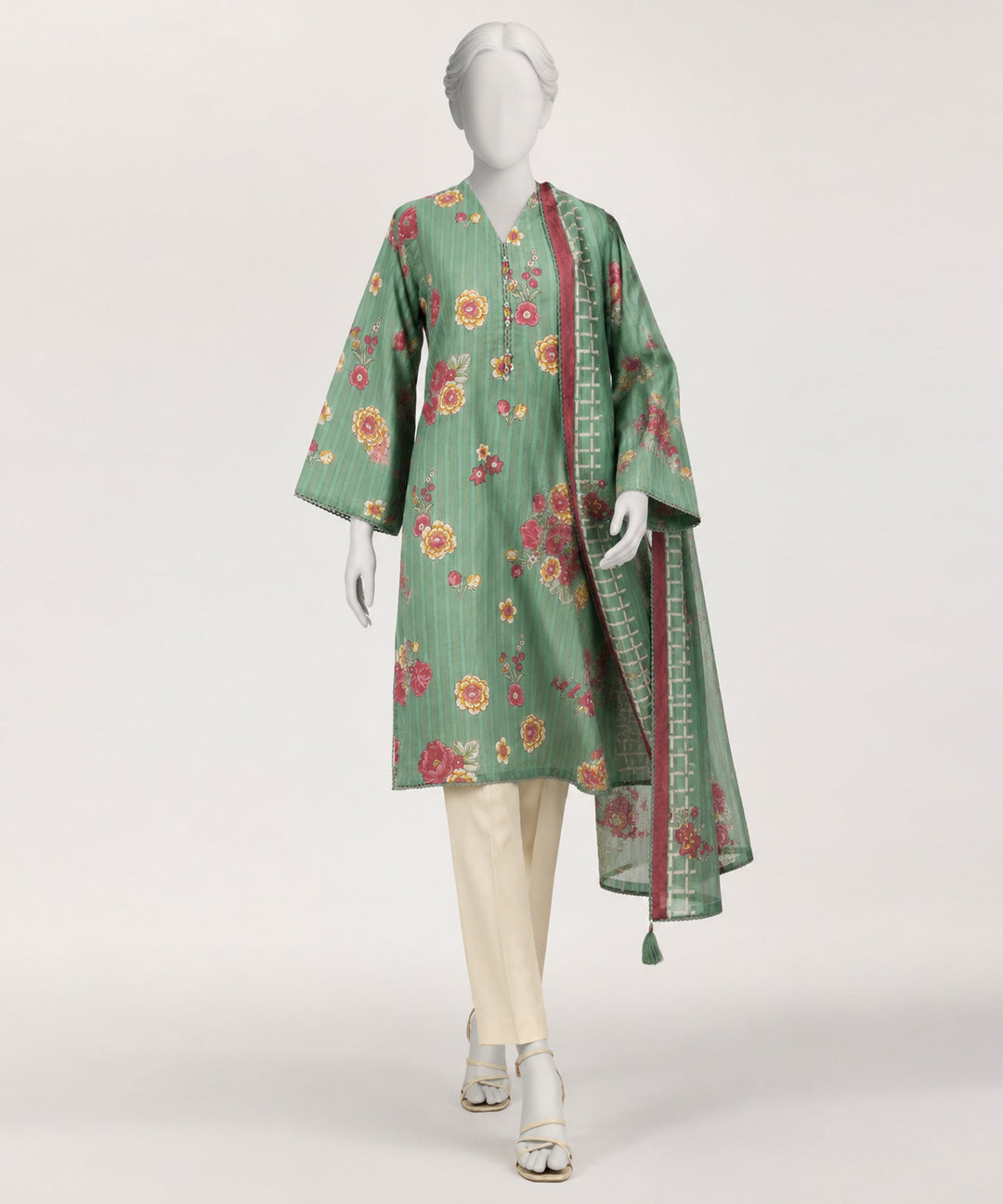 Dobby Green Stitched Suit - J. Junaid Jamshed
