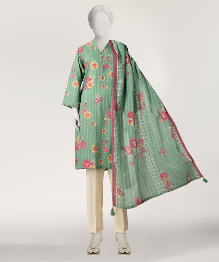 Dobby Green Stitched Suit - J. Junaid Jamshed