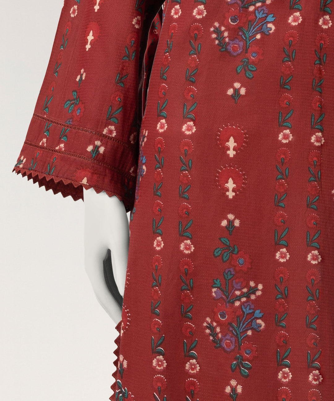 Dobby Maroon Stitched Suit - J. Junaid Jamshed