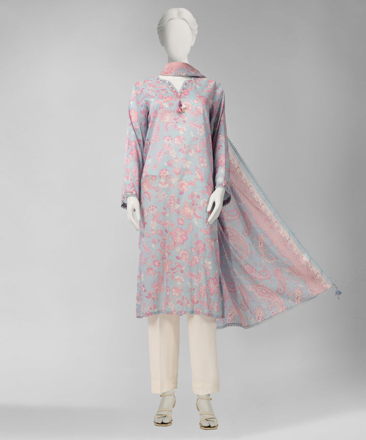 Lawn Multicolor Unstitched Suit - J. Junaid Jamshed
