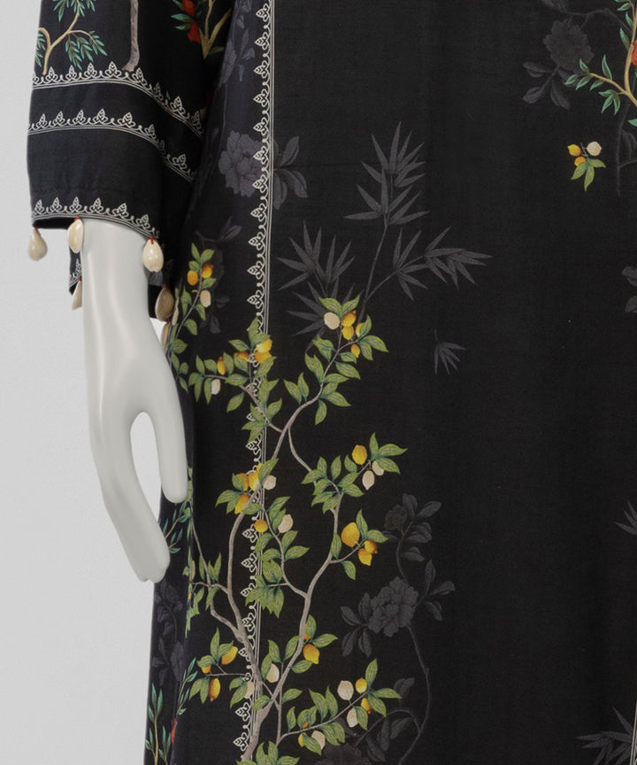 Lawn Black Unstitched Suit - J. Junaid Jamshed