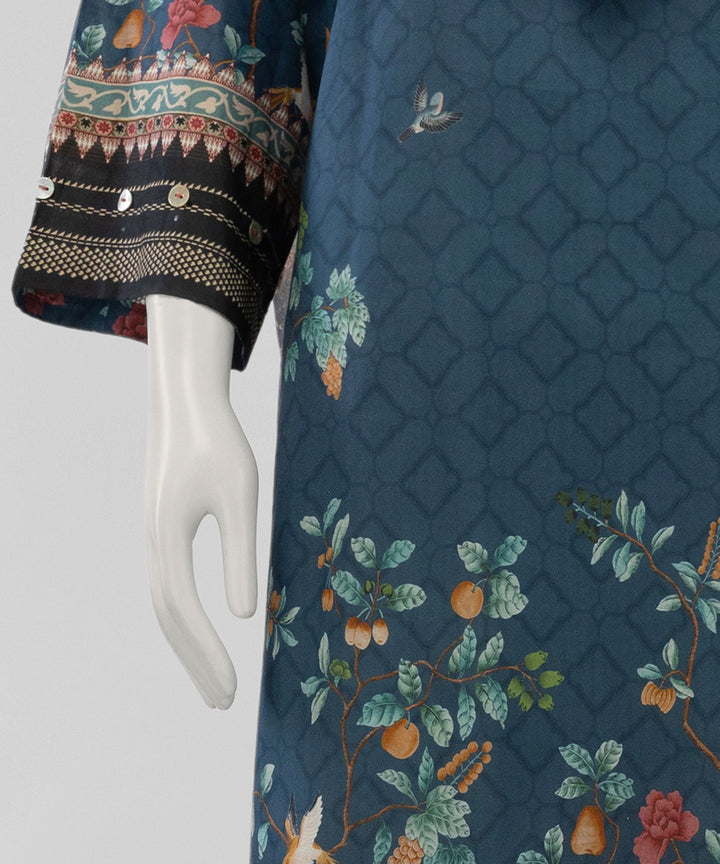 Lawn Blue Unstitched Suit - J. Junaid Jamshed