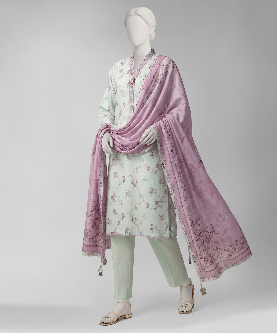 Lawn Multicolor Unstitched Suit - J. Junaid Jamshed