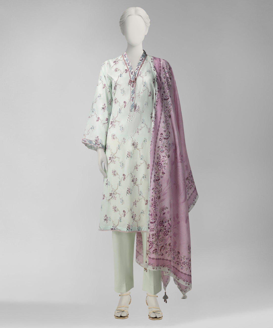 Lawn Multicolor Unstitched Suit - J. Junaid Jamshed