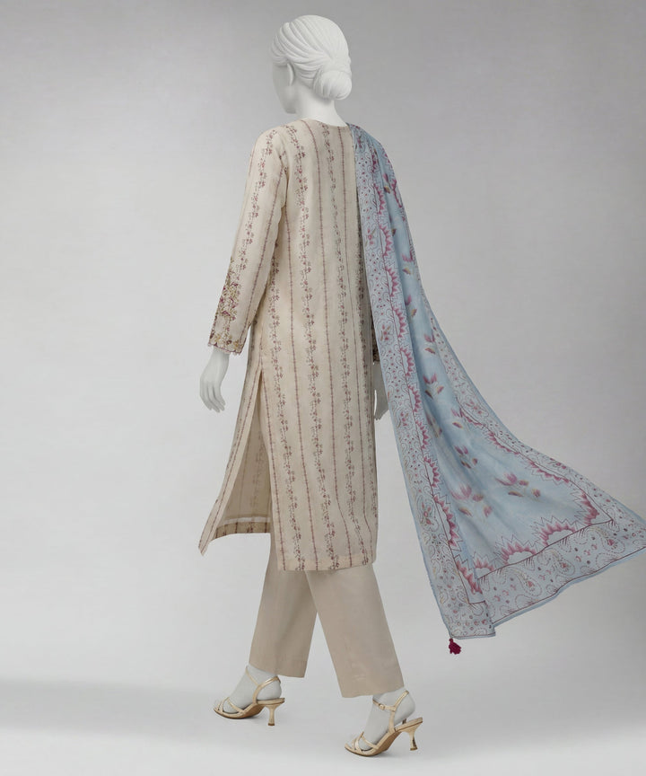 Lawn Multicolor Unstitched Suit - J. Junaid Jamshed