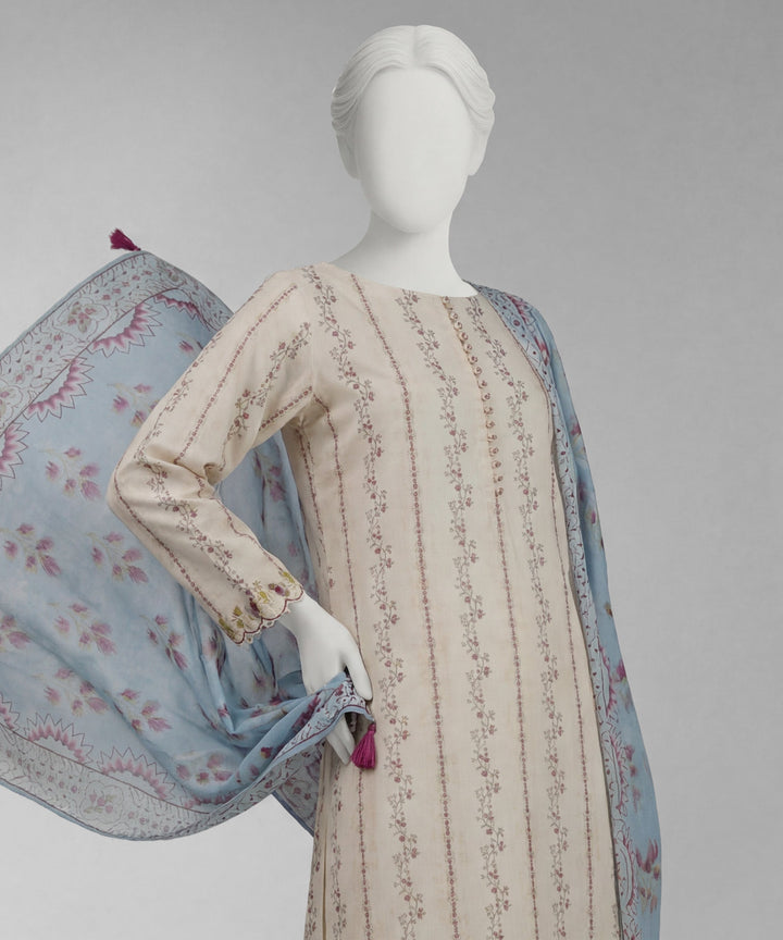 Lawn Multicolor Unstitched Suit - J. Junaid Jamshed