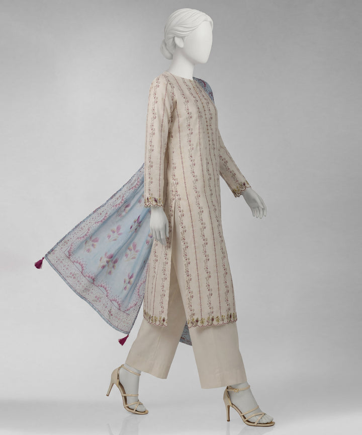 Lawn Multicolor Unstitched Suit - J. Junaid Jamshed