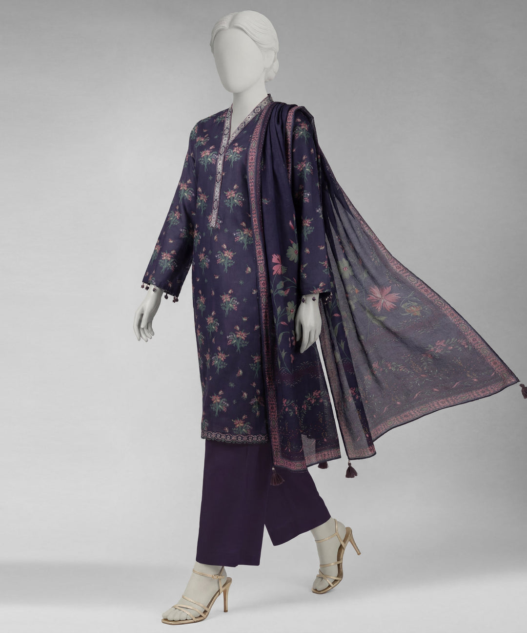 Lawn Multicolor Unstitched Suit - J. Junaid Jamshed