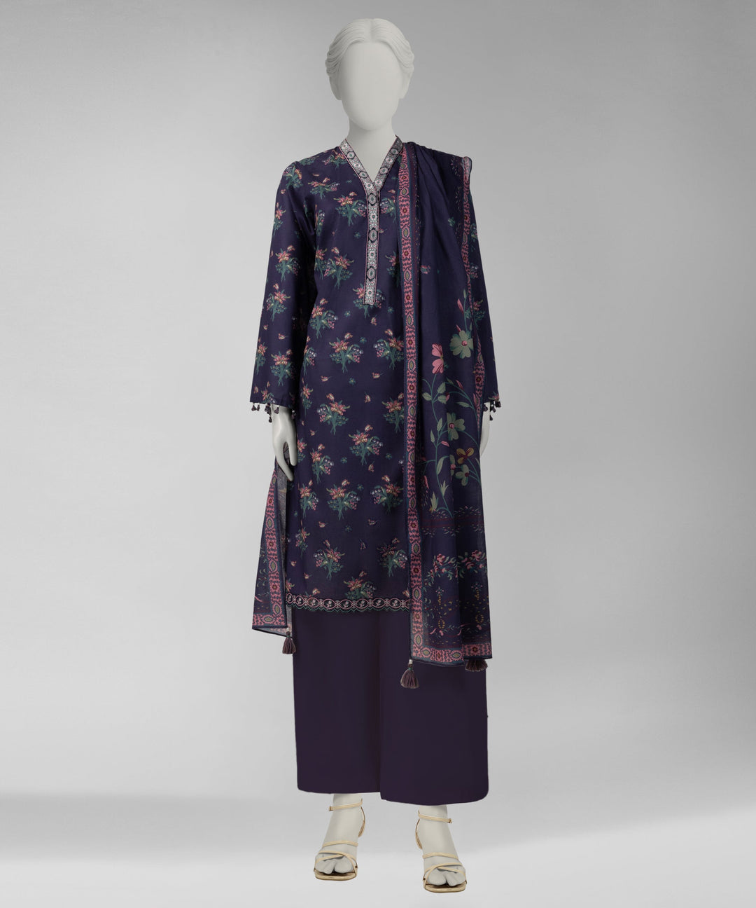 Lawn Multicolor Unstitched Suit - J. Junaid Jamshed