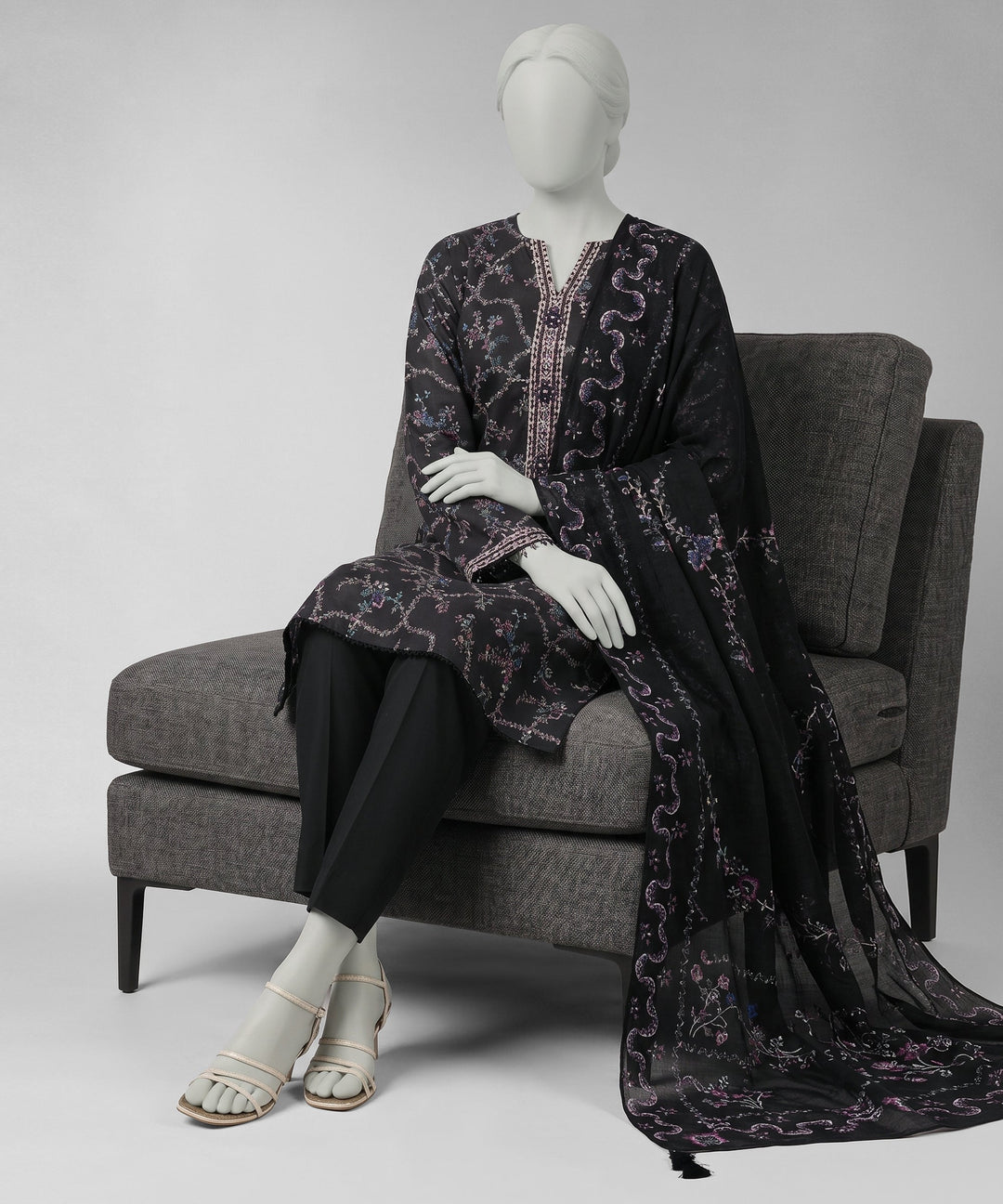 Lawn Multicolor Unstitched Suit - J. Junaid Jamshed