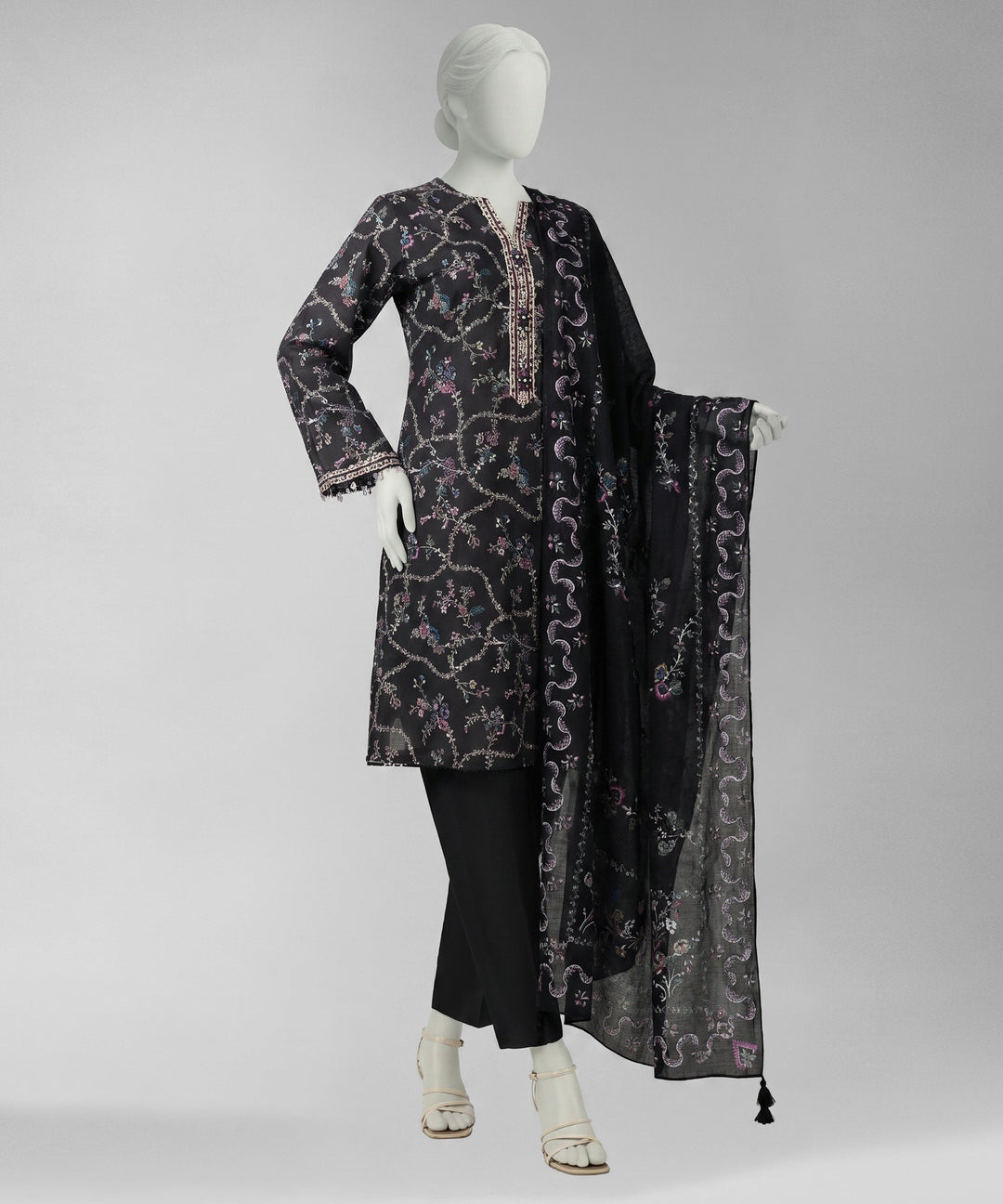 Lawn Multicolor Unstitched Suit - J. Junaid Jamshed