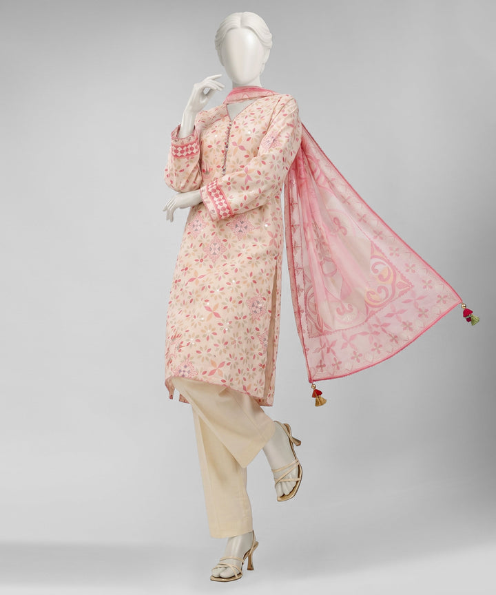 Lawn Multicolor Unstitched Suit - J. Junaid Jamshed
