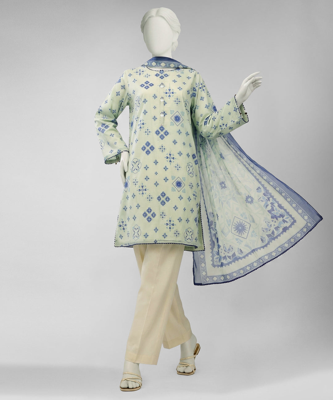Lawn Multicolor Unstitched Suit - J. Junaid Jamshed