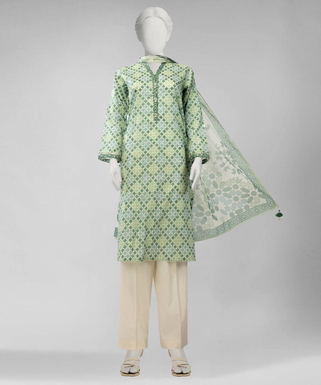 Lawn Multicolor Unstitched Suit - J. Junaid Jamshed