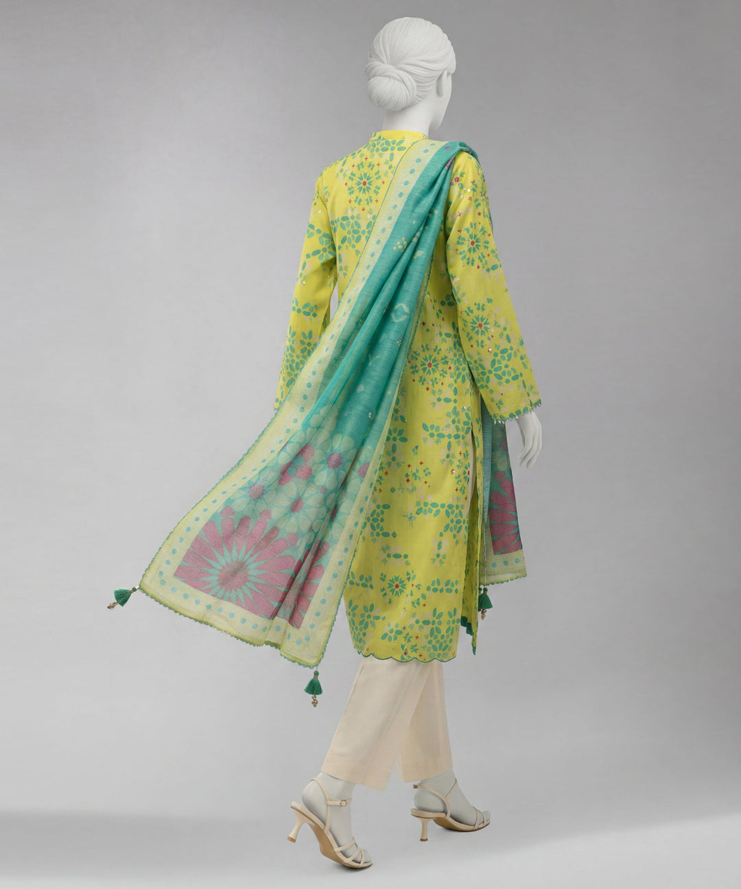 Lawn Yellow Unstitched Suit - J. Junaid Jamshed