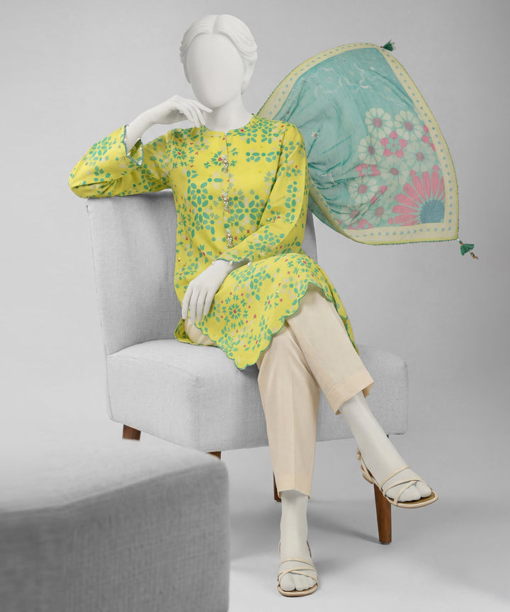 Lawn Yellow Unstitched Suit - J. Junaid Jamshed
