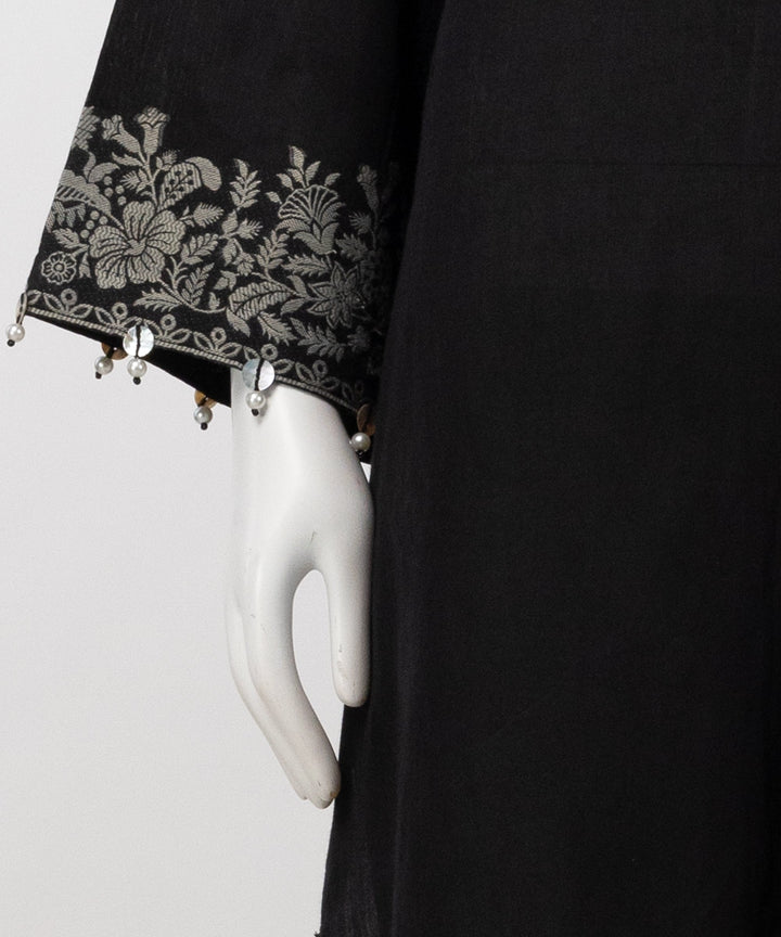 Jacquard Black Unstitched Suit - J. Junaid Jamshed