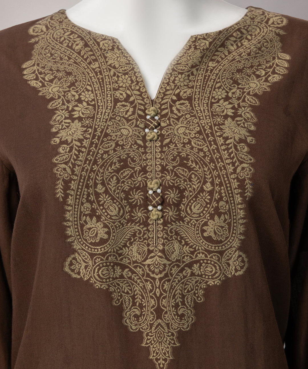 Jacquard Brown Unstitched Suit - J. Junaid Jamshed