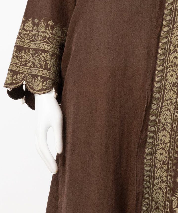 Jacquard Brown Unstitched Suit - J. Junaid Jamshed