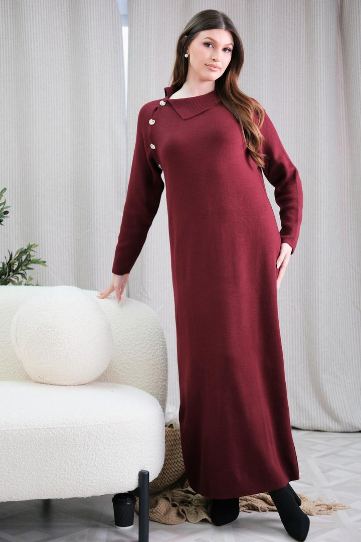 Mirren Burgundy Knit Dress