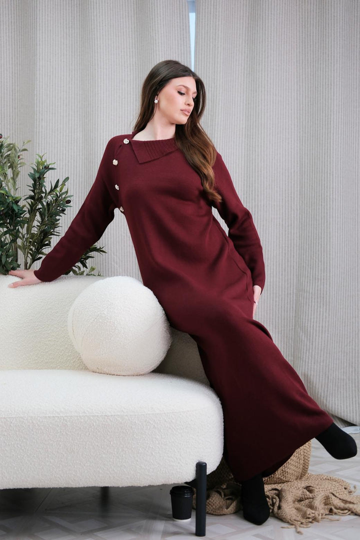 Mirren Burgundy Knit Dress