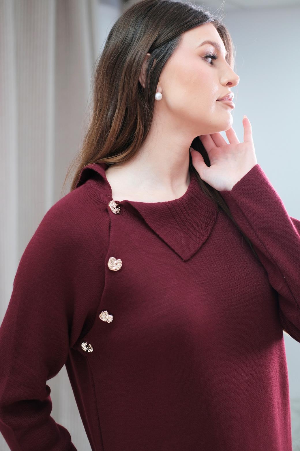 Mirren Burgundy Knit Dress