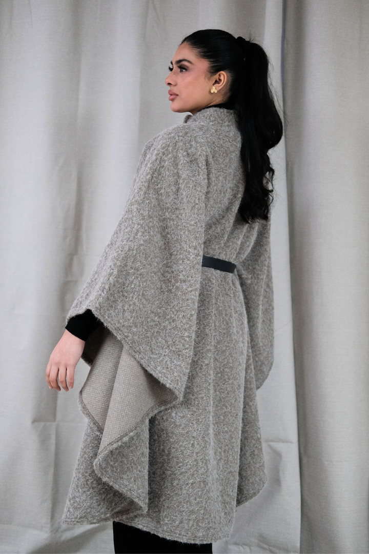 The Alara Beige Belted Cape