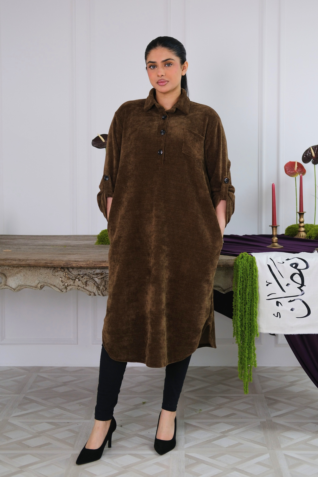 Soft Cord Brown Midi