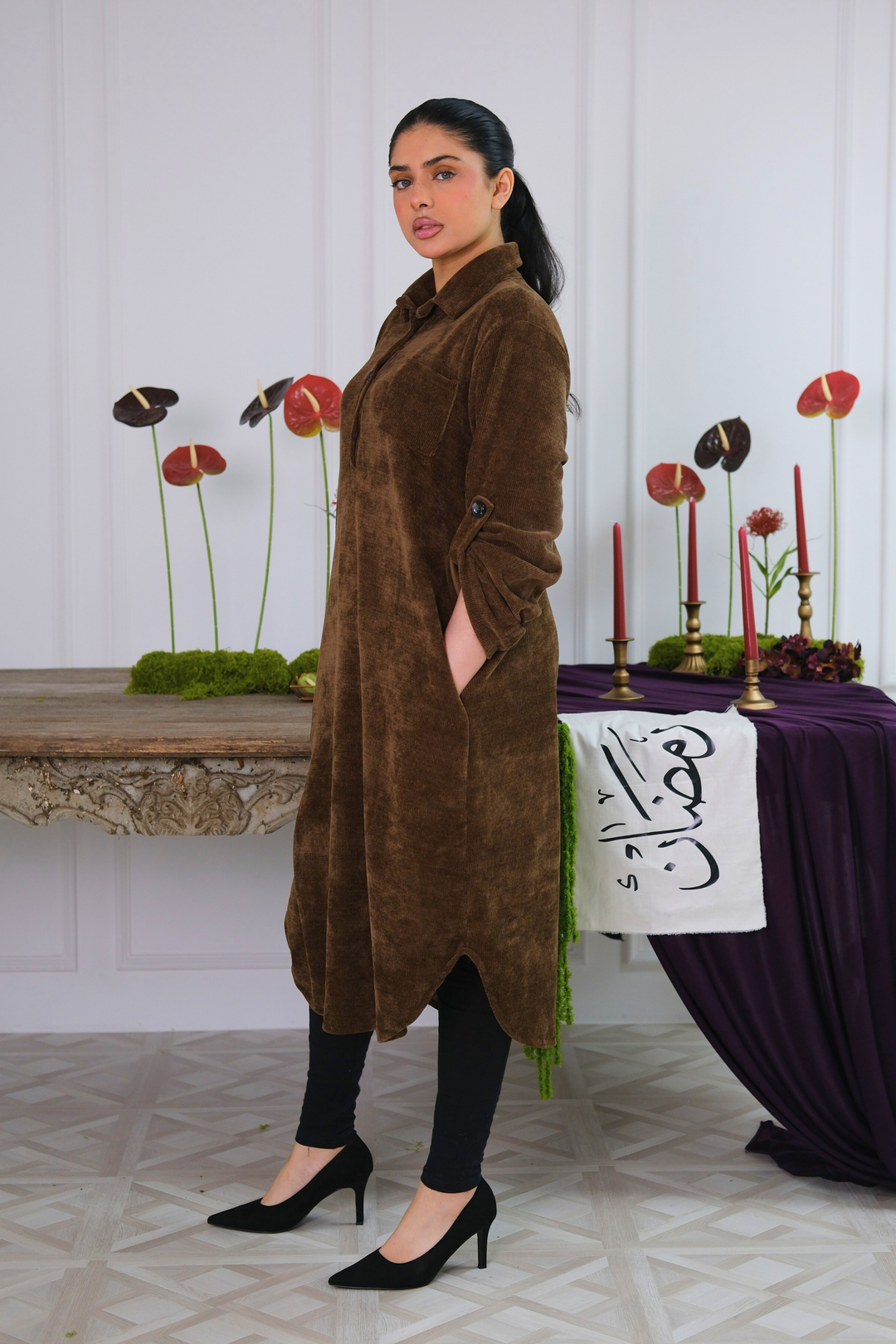 Soft Cord Brown Midi