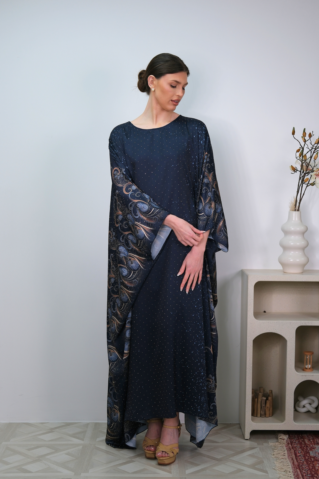 Raya Navy Printed Kaftan