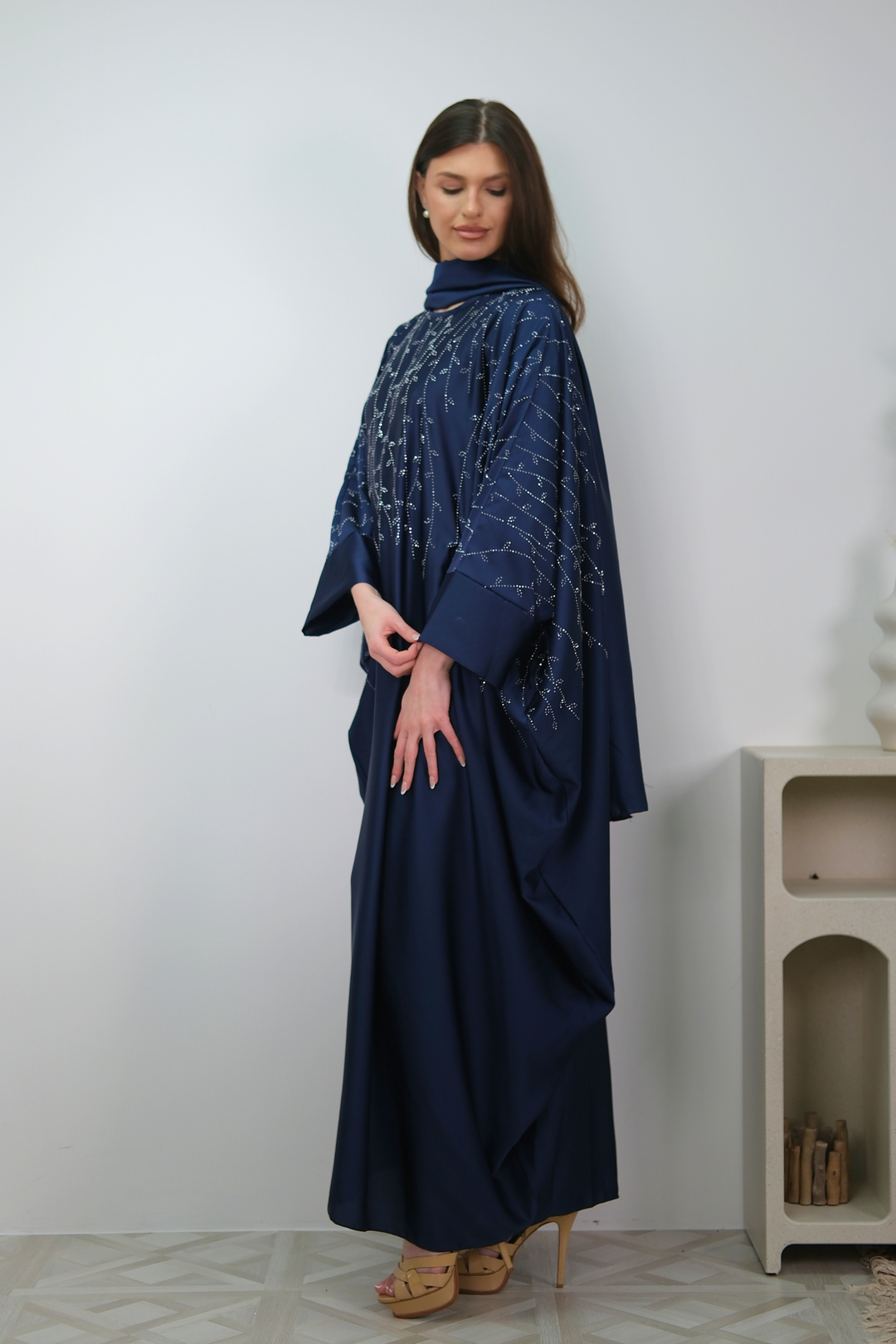 Noor Navy Shimmer Kaftan