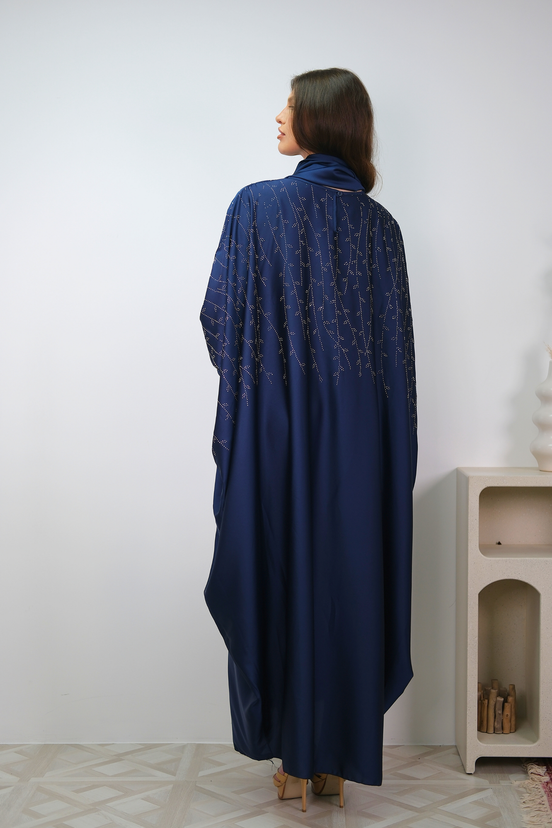 Noor Navy Shimmer Kaftan