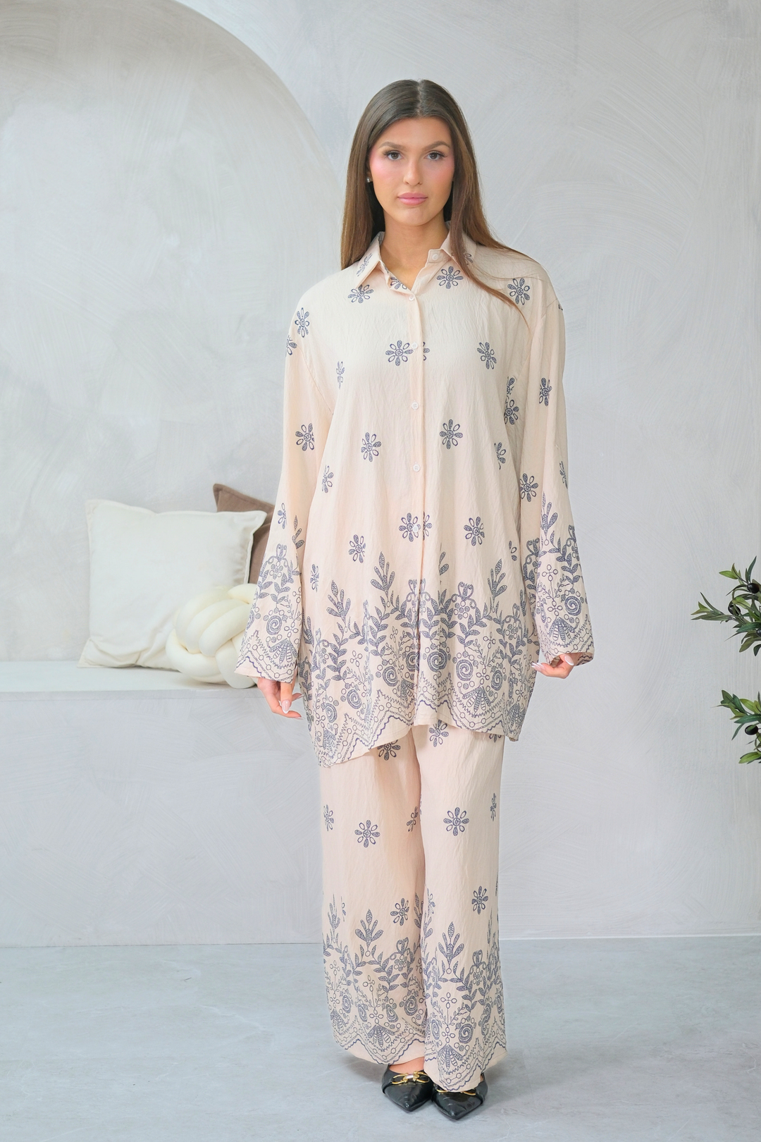 Indigo Fleur Cream Co-Ord