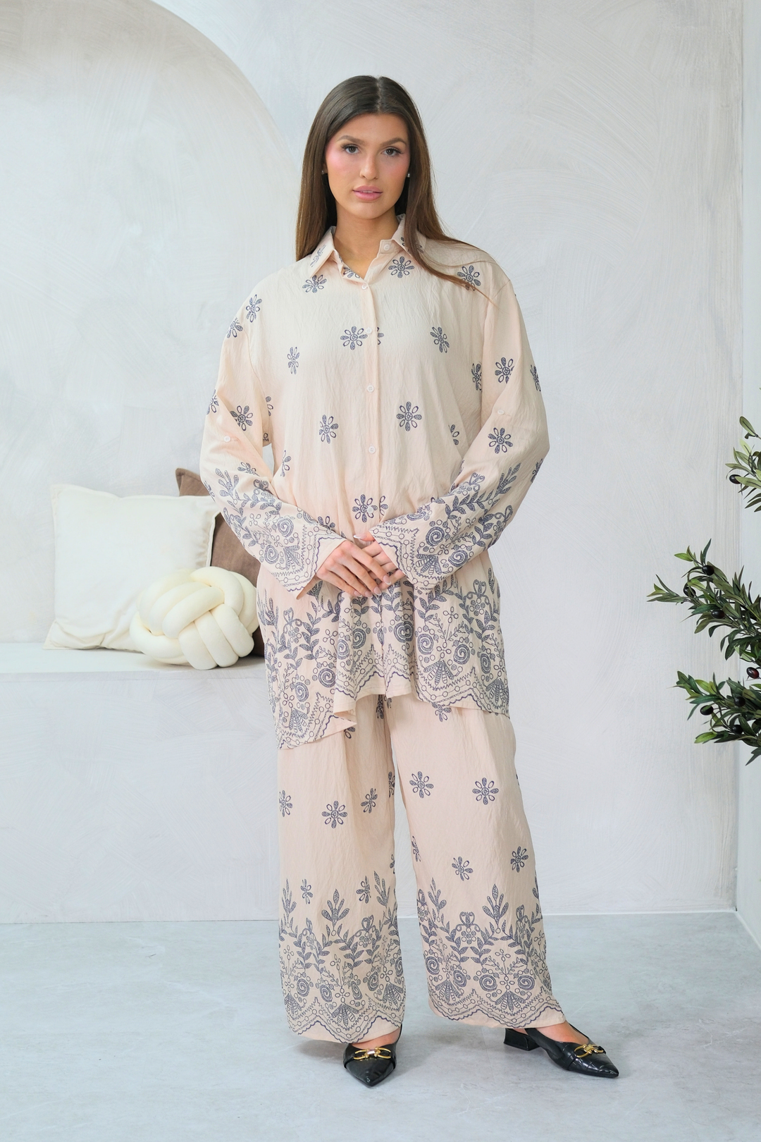 Indigo Fleur Cream Co-Ord