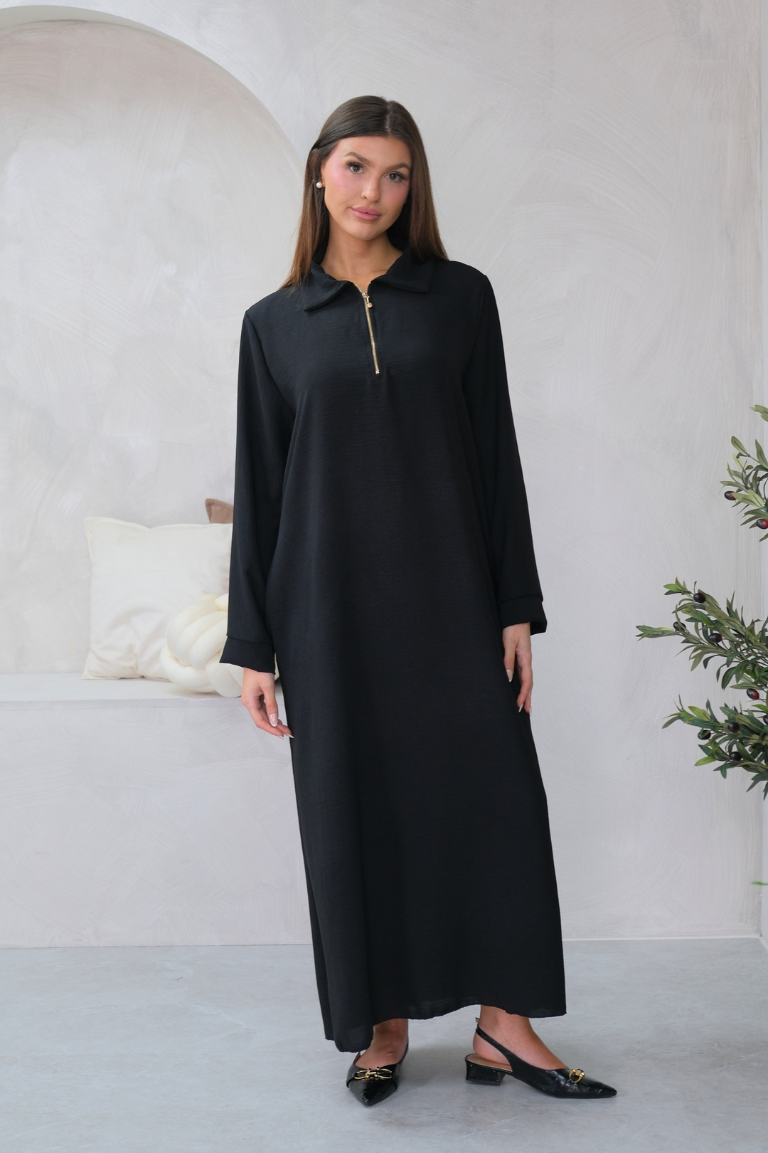 Aura Zip Black Dress