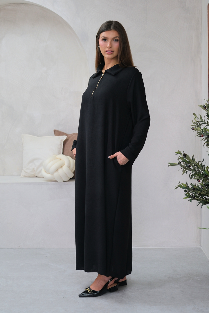 Aura Zip Black Dress