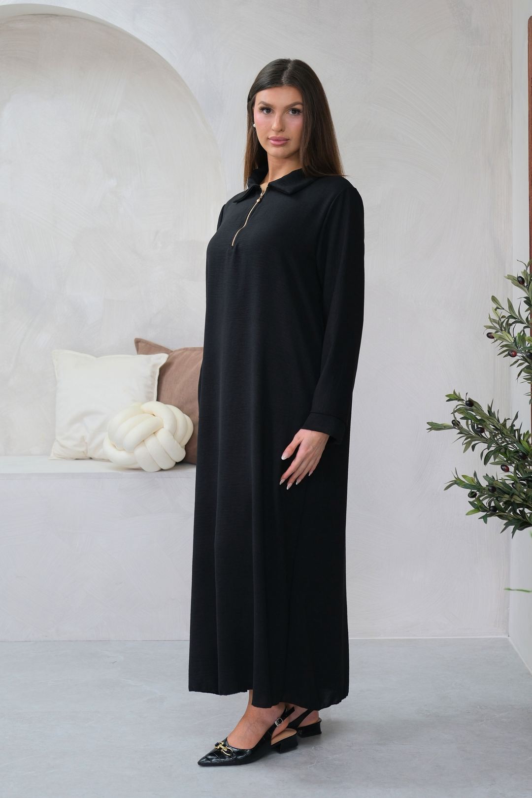 Aura Zip Black Dress
