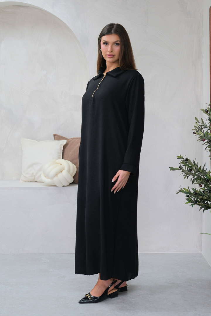 Aura Zip Black Dress