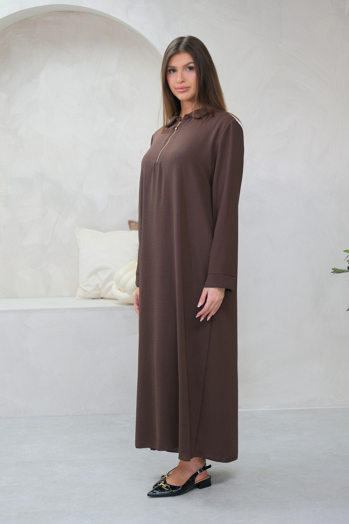 Aura Zip Brown Dress