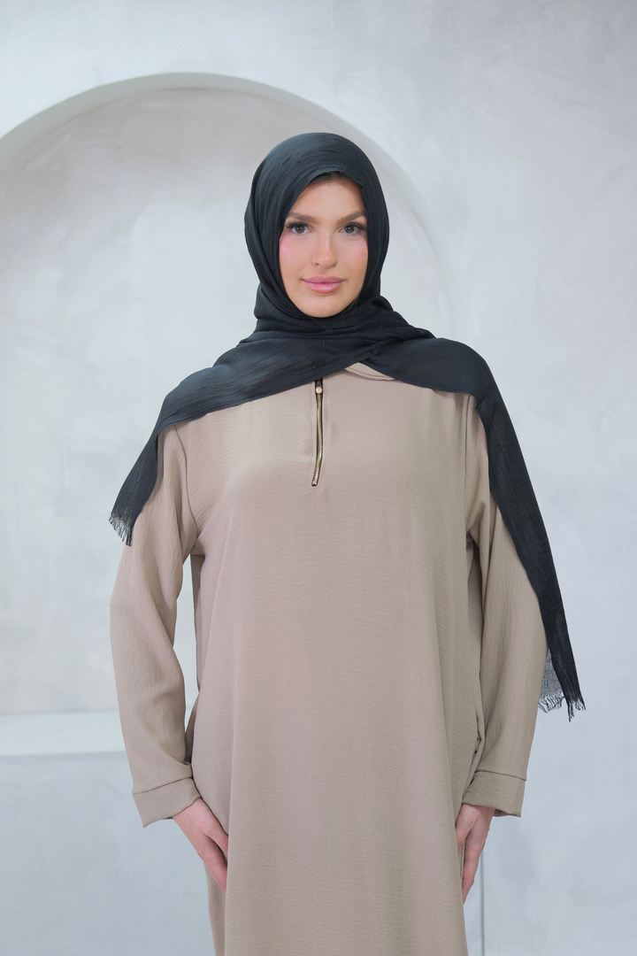Aura Zip Beige Dress