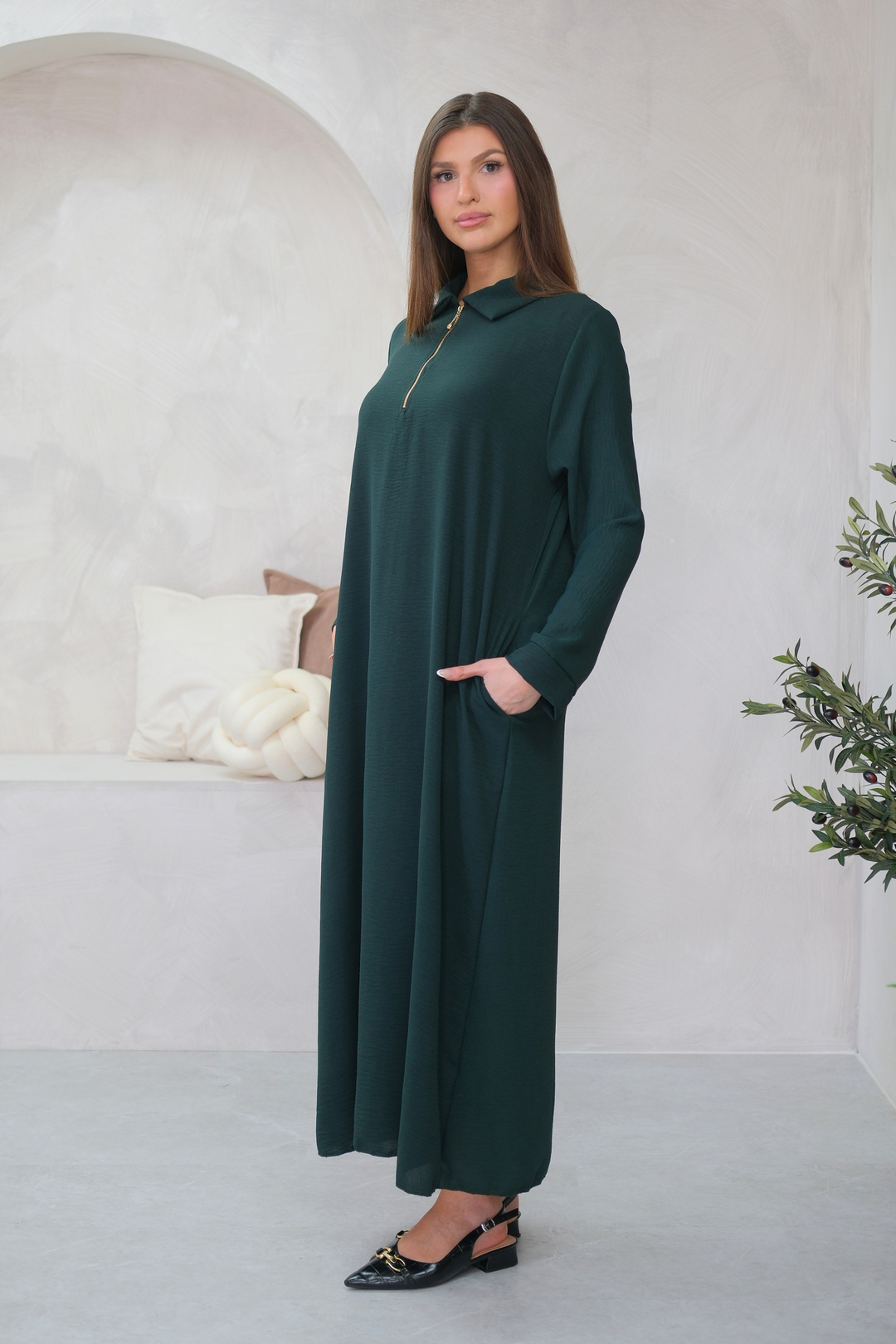 Aura Zip Green Dress