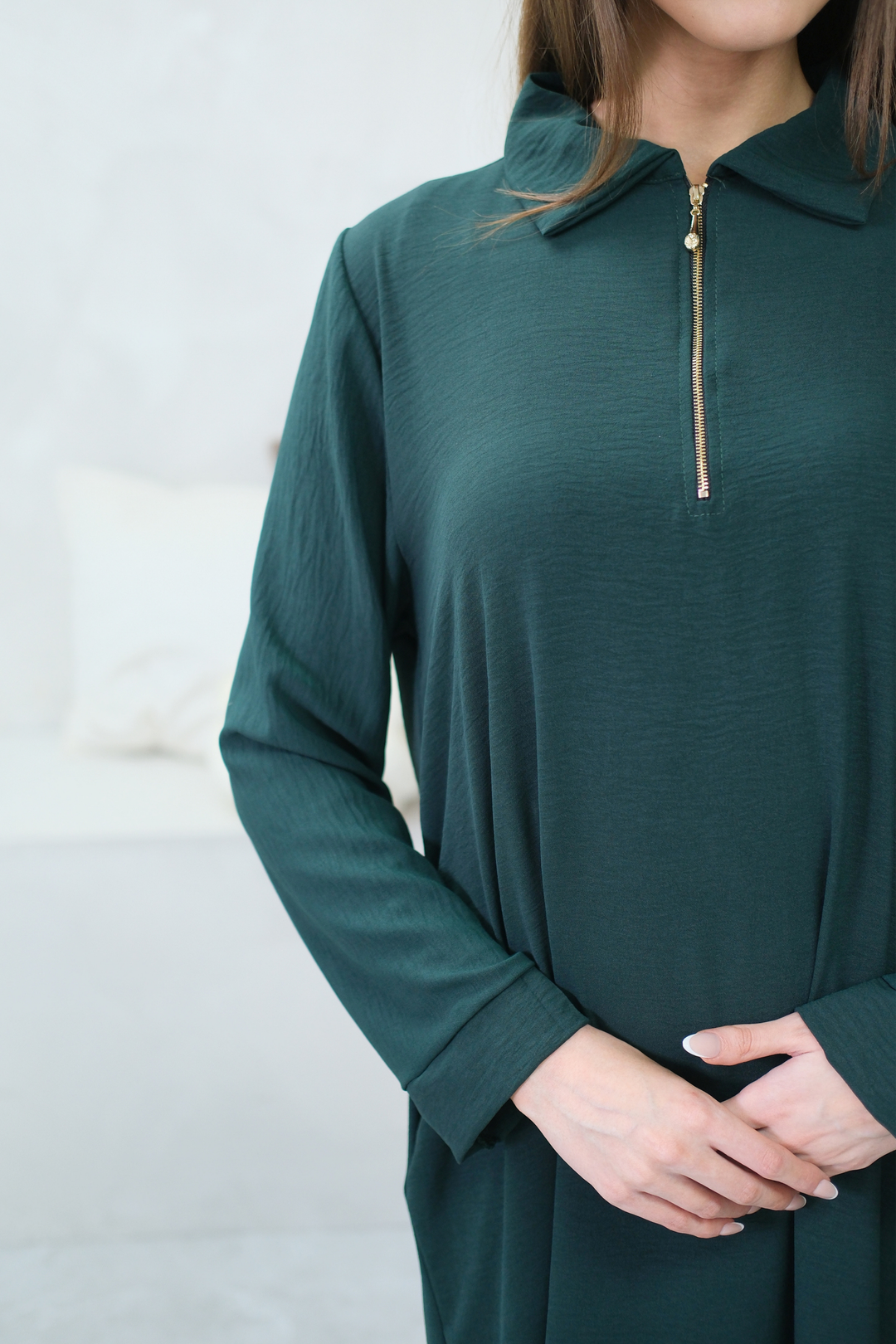 Aura Zip Green Dress