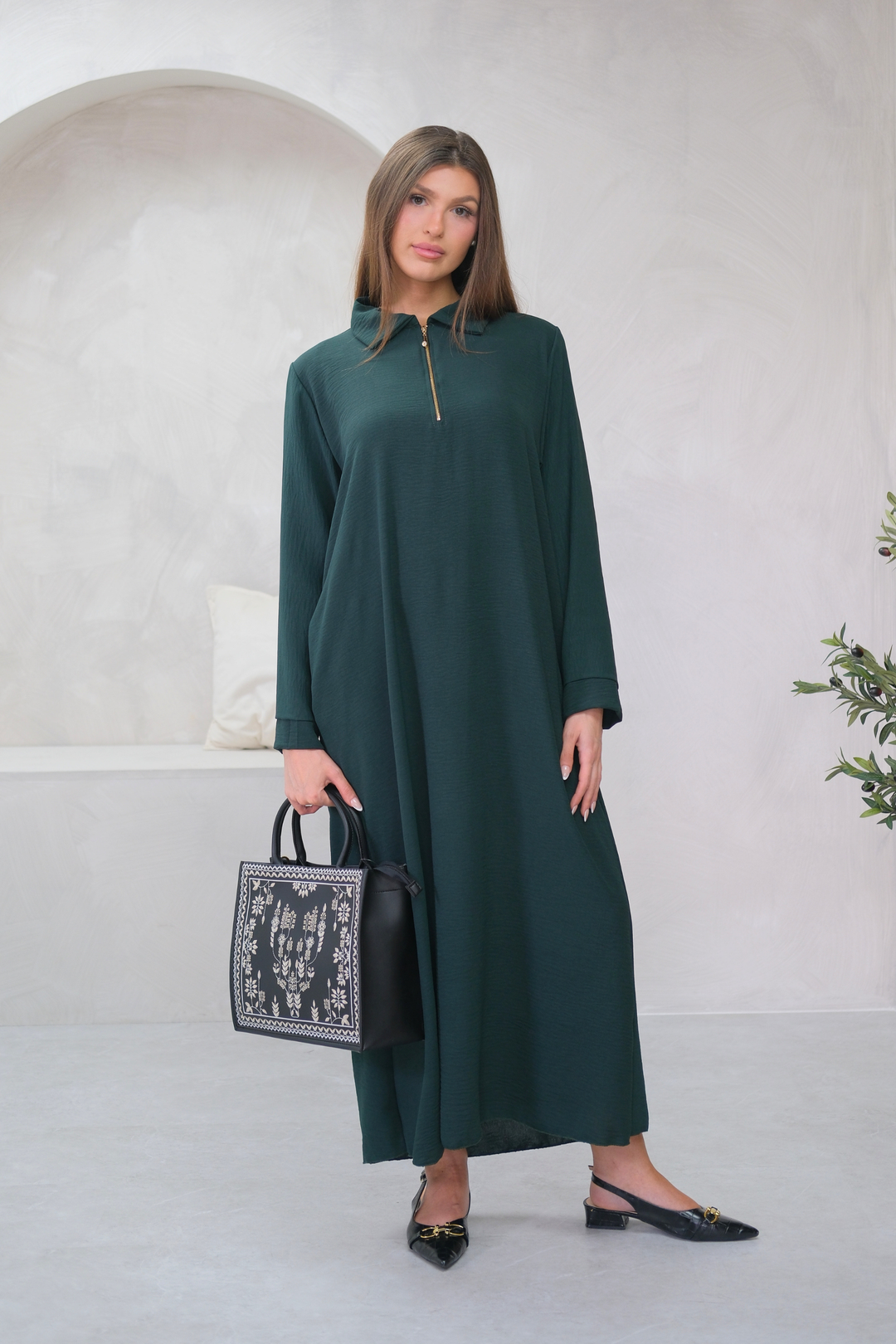Aura Zip Green Dress
